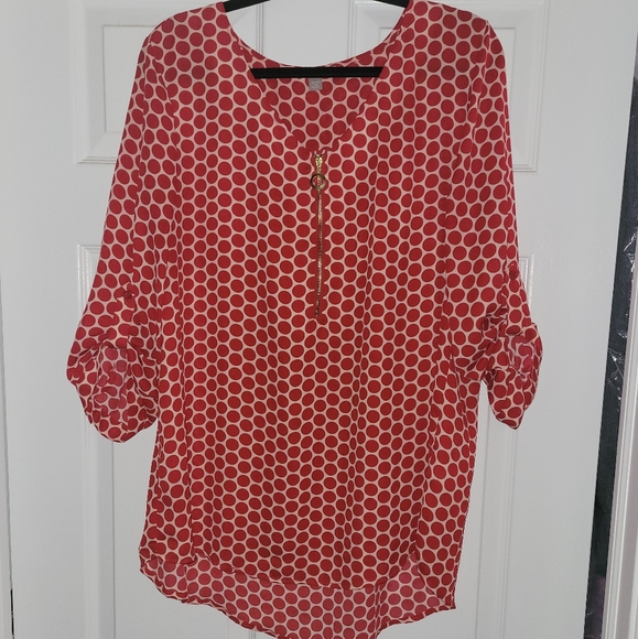 Roz & Ali Tops - Red Dot Blouse